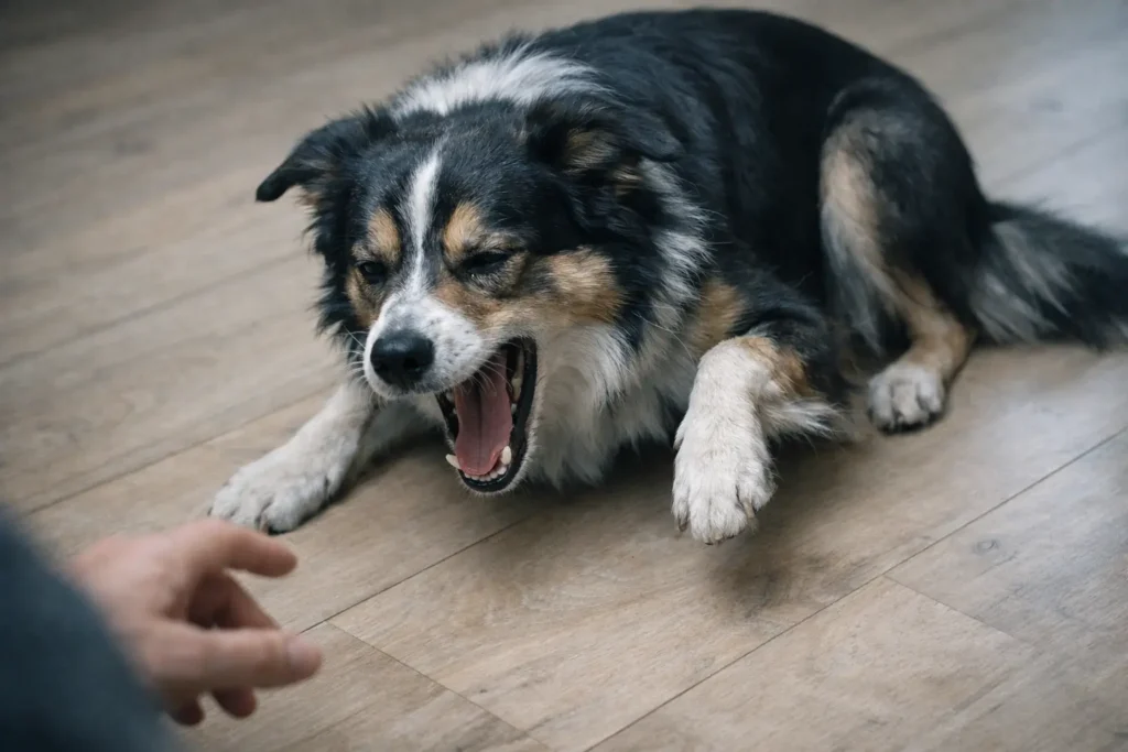 An-Anxious-dog-being-calmed-by-the-owner
